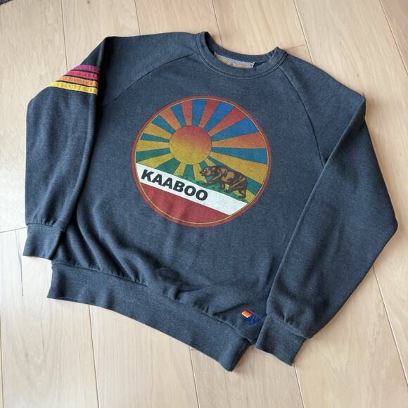 Aviator Nation Kaaboo Sweatshirt Small Gray Made in USA Pullover Glam California - Picture 9 of 9